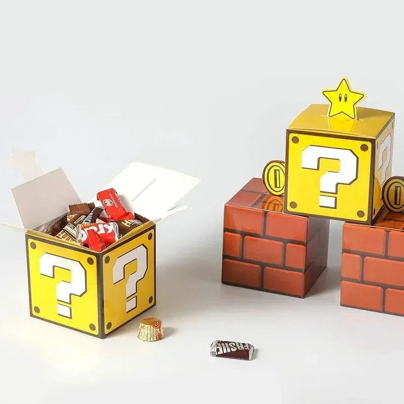 5/10 stücke Set Super Marios Spiel Thema Candy Box kreative Requisiten Ziegel Papier Geschenkt üte dekorative Artikel Kinder Party liefert