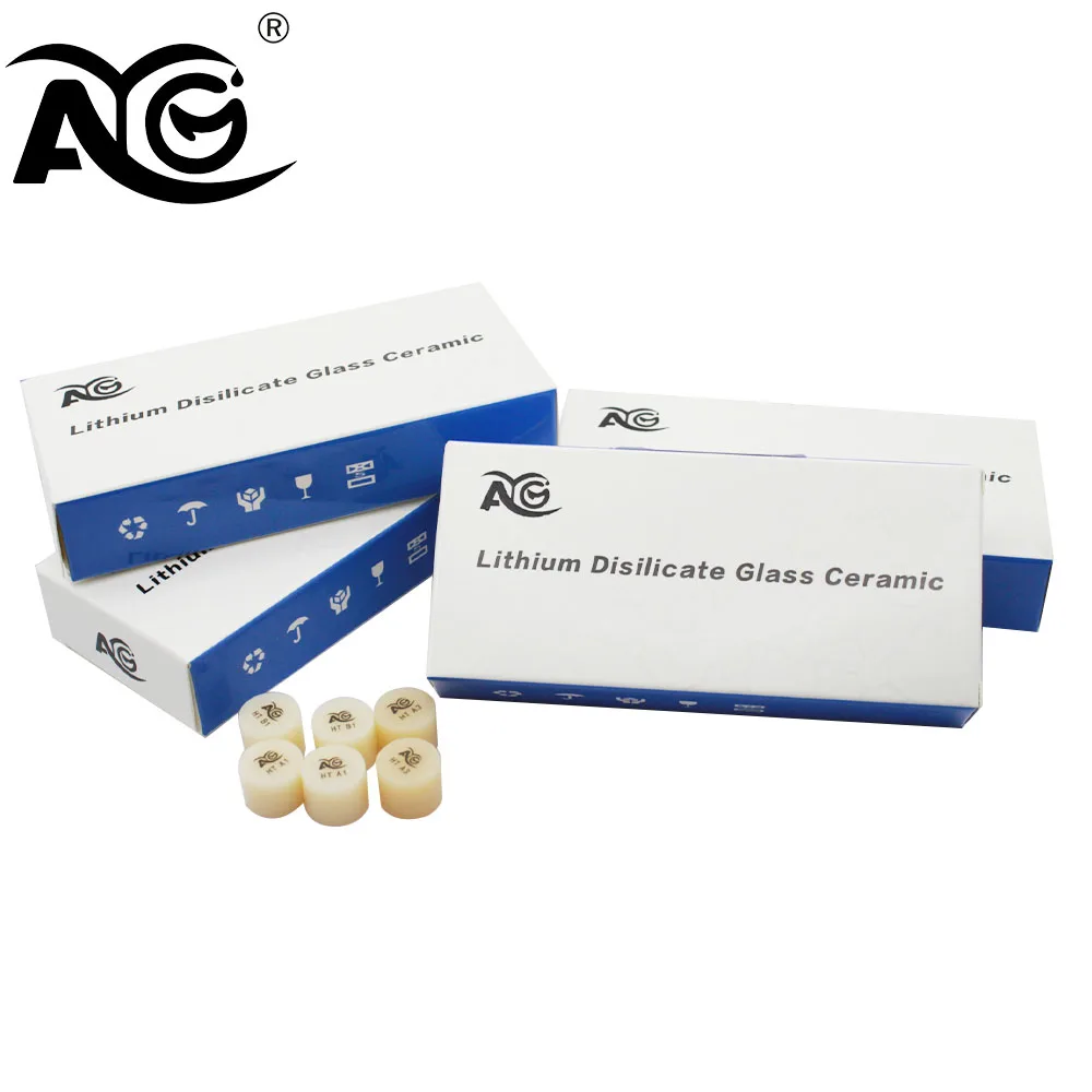 

5PCS AG Dental Press Ingots Lithium Disilicate Blocks HT/LT Glass Ceramic Block Ingots High-Quality for Veneer Dentist Materials