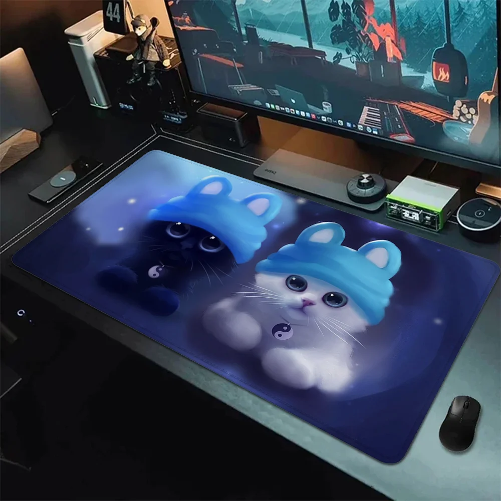 Watercolor Cartoon Cat Desk Accessories Office Pc Gaming Accessories Mause Pad Gaming Mat Anime Mouse Pad 900x400 Desktops Mats