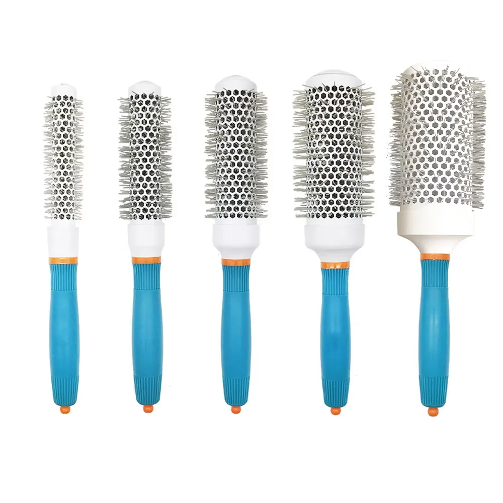 Professional Salon Hair Styling Brush Round Barrel Curly Hair Comb Hairderssing Comb Wet and Dry Dual Use Hairbrush Roller Tools