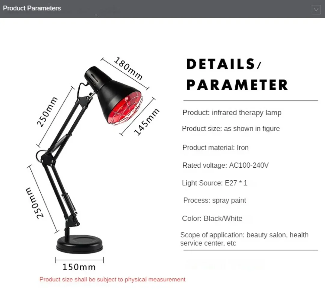 Infrared Lamp,New 150W Near Infrared Light Red Light Heat Lamp For Paint Relief With Stand,Home Use Infrared Physiotherapy Lamp