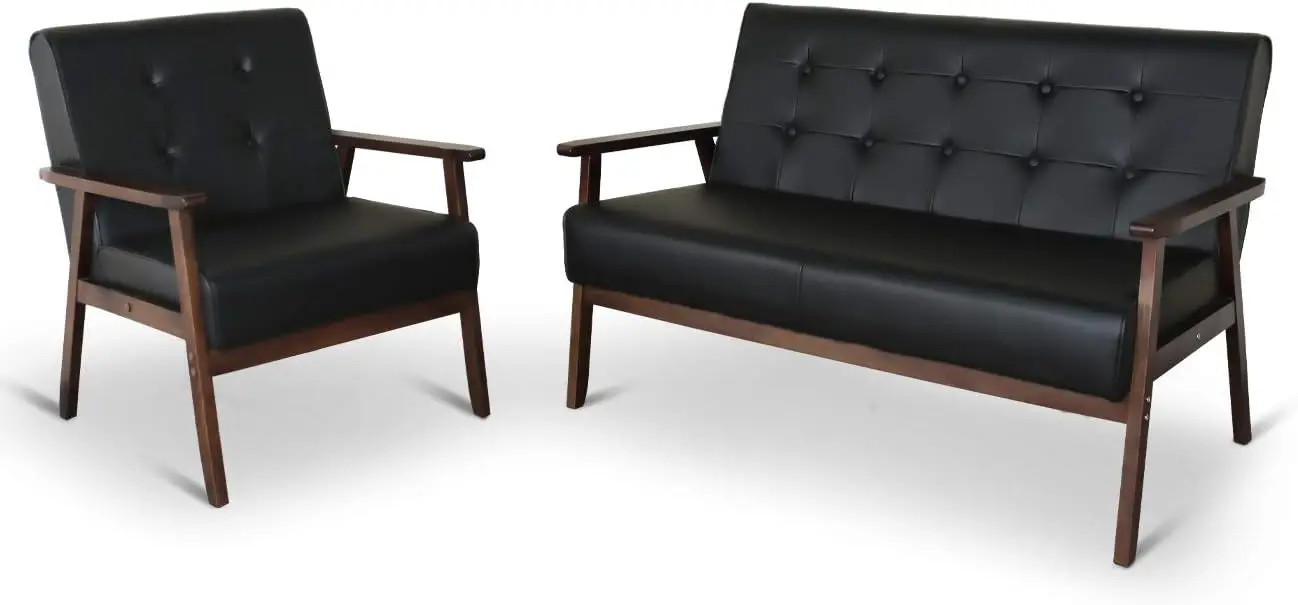 Meados do século Retro Sofá Conjunto com Loveseat e Assentos Sofá Cadeira, Modern Couch and Lounge Chairs