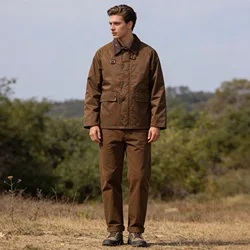 OKONKWO Waterproof Hunting Oil Wax Jacket Men's Women's SPEY Fishing Short Coat Outdoor Trekking Travel Riding Camp Windbreaker