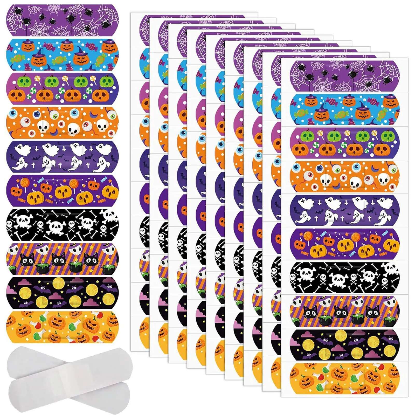 20/50 Uds. Vendajes de dibujos animados de Halloween para niños calabaza fantasma cráneo yeso Flexible para heridas 10 estilos adhesivo impermeable aleta transpirable