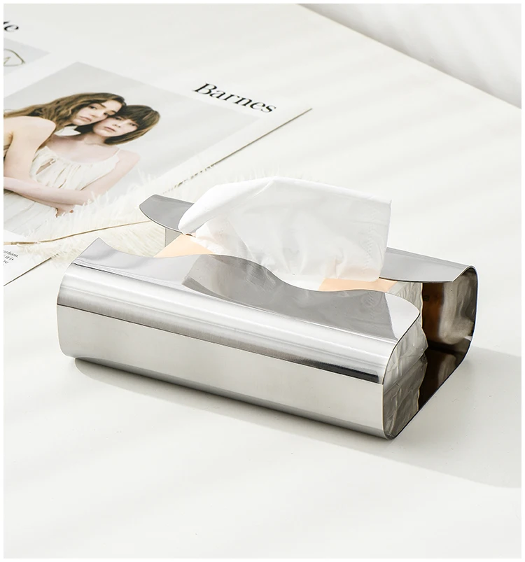 Taschentuchbox aus Edelstahl, künstlerischer Pull-Paper-Spender mit unregelmäßigem Design – Tisch-/Wohnzimmer-Serviettenhalter und Taschentuchverteiler für Wohnzimmer, Schlafzimmer, Küche, Hotel – Detail 8