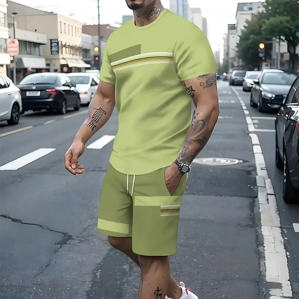 Summer Casual Round Neck Short-Sleeved T-Shirt Fashion Shorts Suits Summer Loose Men\'s Two-Piece Sets Sportwear 2024 New Design