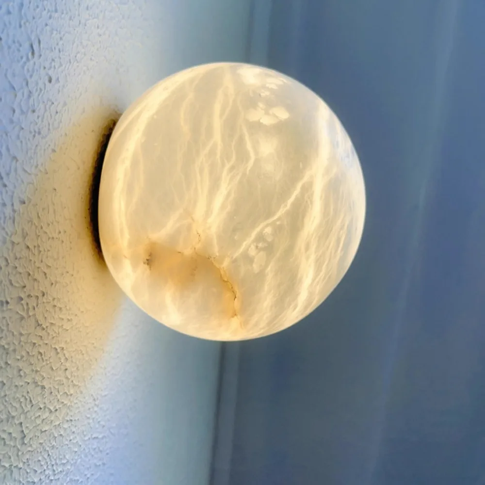 Modern LED Natural Alabaster Wall Lighting Room Living Room Bedroom Bed Decoration Wall Lamp Study Art Designer Retro Wall Light