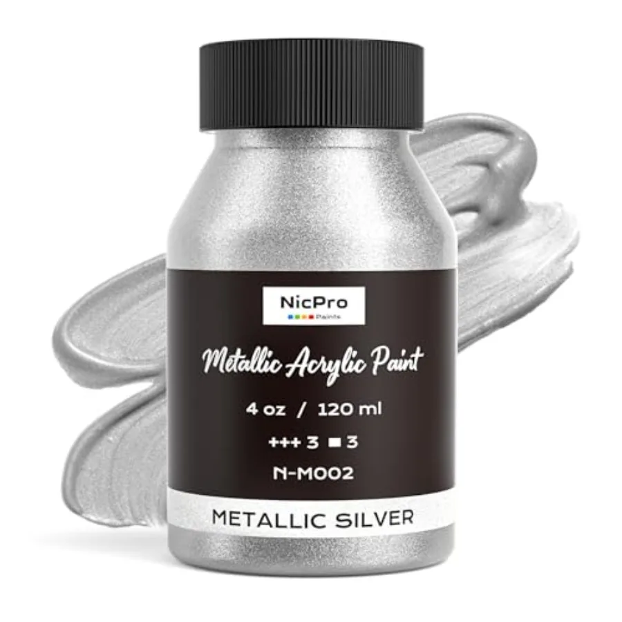 Metallic Acrylic Paint, 4oz/120ml Leaf Paint, Non Toxic, Non Fading Art Craft Paints for Canvas, Wood, Clay, Fabric, Metal, Fur
