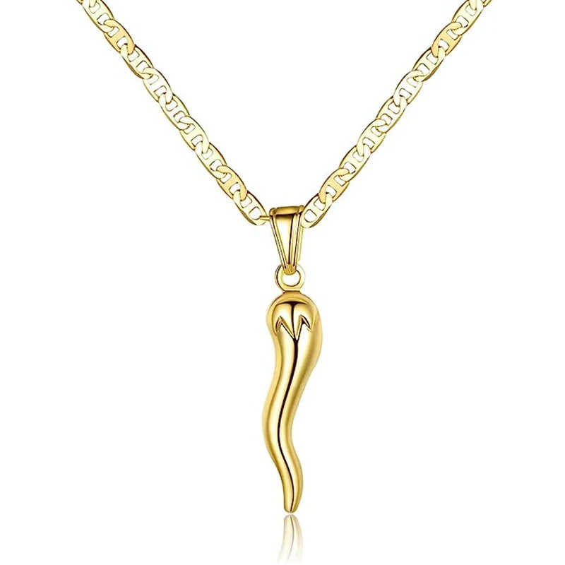 Huitan Novel Design Pepper Shaped Pendant Necklace for Women Metal Silver Color/Gold Color Hip Hop Rock Style Lady Neck Jewelry