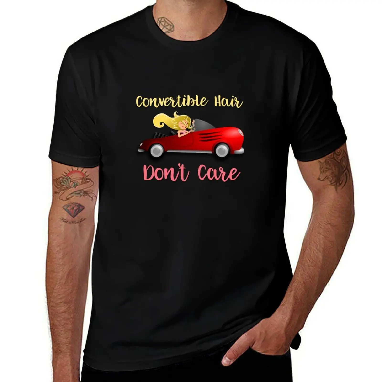 Convertible Hair Don't Care Messy Hair Car Graphic design T-Shirt Casual Everyday Short Sleeve T-Shirt