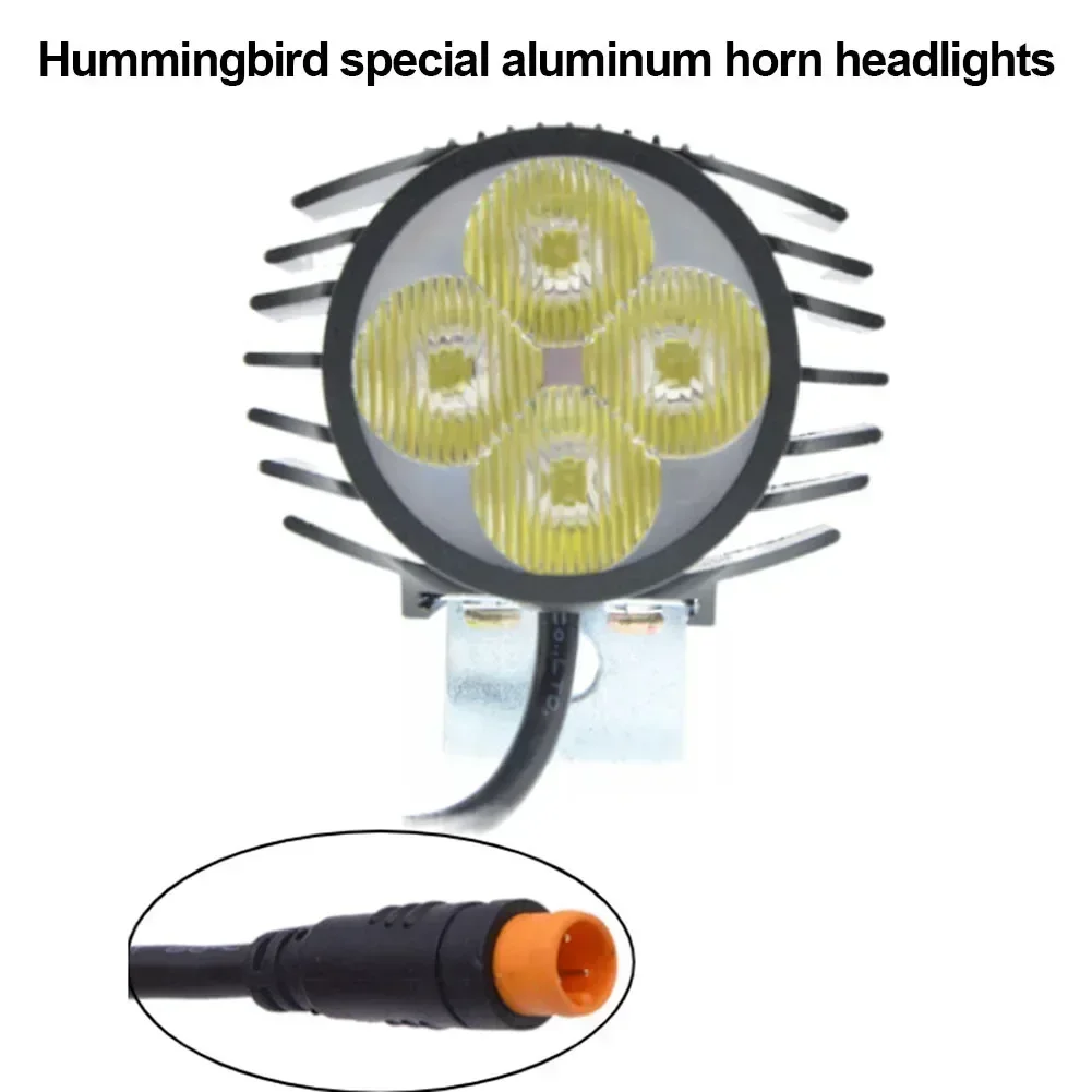 1Pc Lights Ebike Front Light AL6061 For 36V 48V Battery Horn Headlight Functional Front Light Electric Bicycles Parts Waterproof