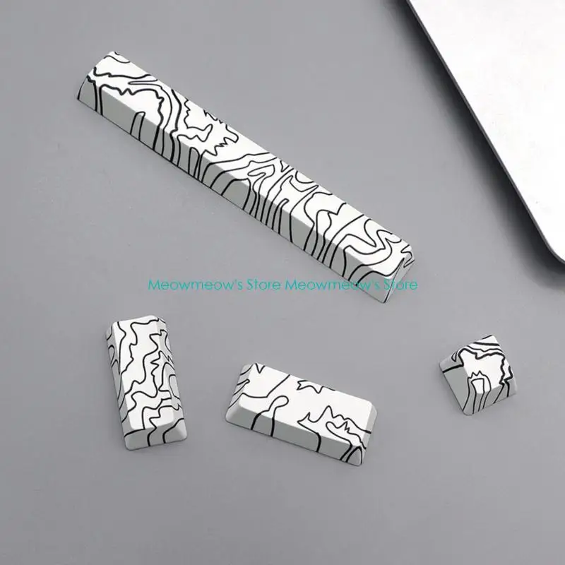 W91A 4-Key Keycaps Entre 6.25u Spacebar Keycap Replacement OEM Height PBT Heat Sublimated for Mechanical Keyboard