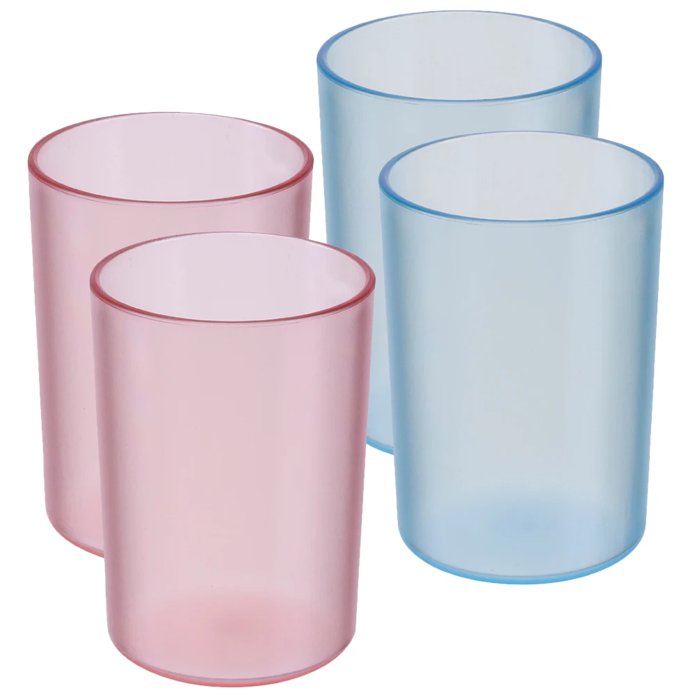

4 Pcs Couples Toothbrush Cups Mouthwash Bathroom Accessories Transparent Solid Color Large Capacity Reusable Plastic Material