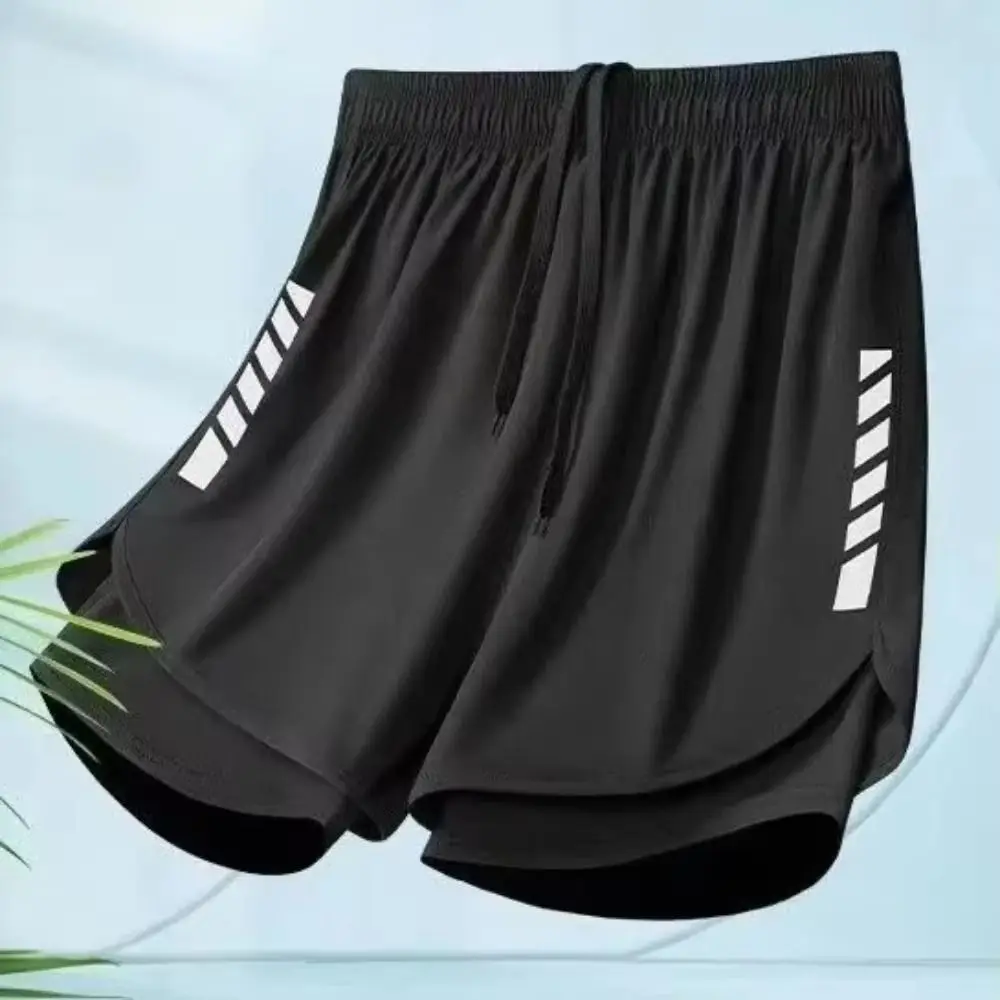 

Stripe Swimming Trunks Shorts Anti Glare Mid Waist Men Sports Training Shorts Double Layer Elastic Men's Jogging Shorts Jogging