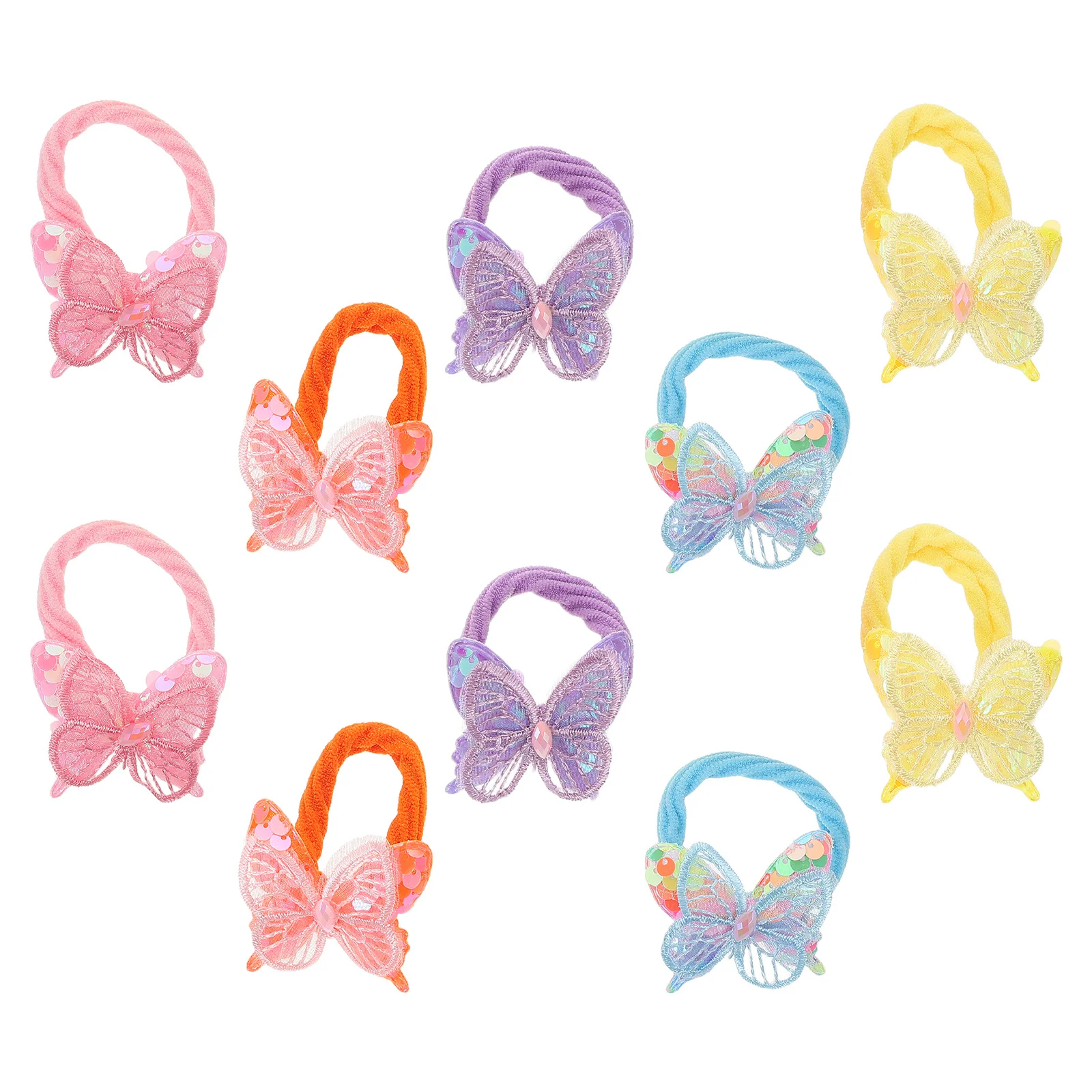 

10Pcs Glittery Butterfly Scrunchies for Girls Easy to Match with Outfits Elastic Hair Ties for Toddlers and Children