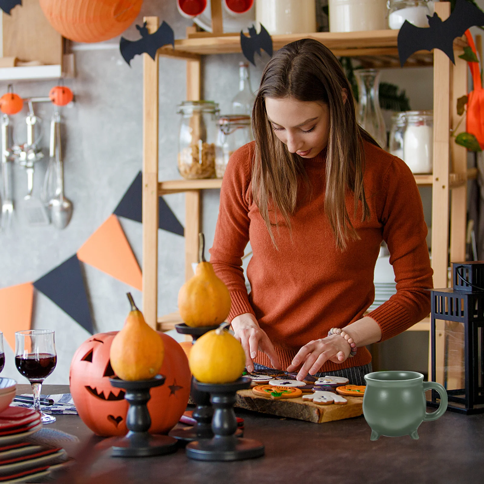 

Ceramic Cauldron Mug Halloween Coffee Cup for Adults Witch Drinkware Home Kitchen Decorative Mugs Unique Serving Cup for Tea