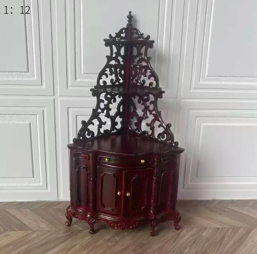 Miniature Dollhouse Furniture Wooden 1：12 Classical Mini Furniture Model Palace Retro Luxury Doll Wardrobe Doll Accessories view 3
