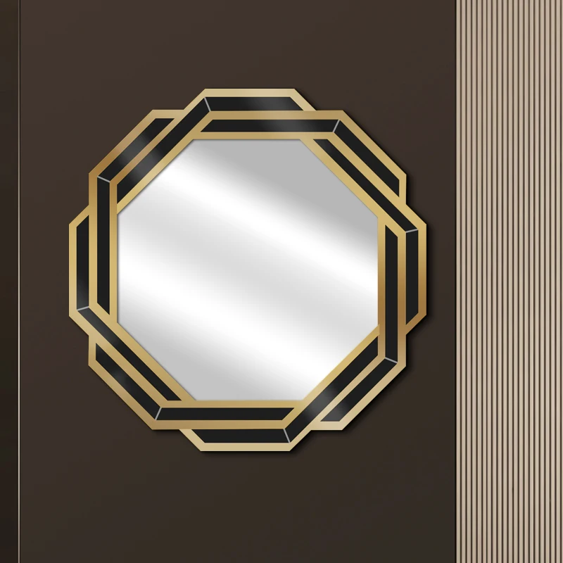 Luxury Modern Gold Irregular Polygon Asymmetrical Wall Mirror 60x60cm for Hotel and Villa Decor