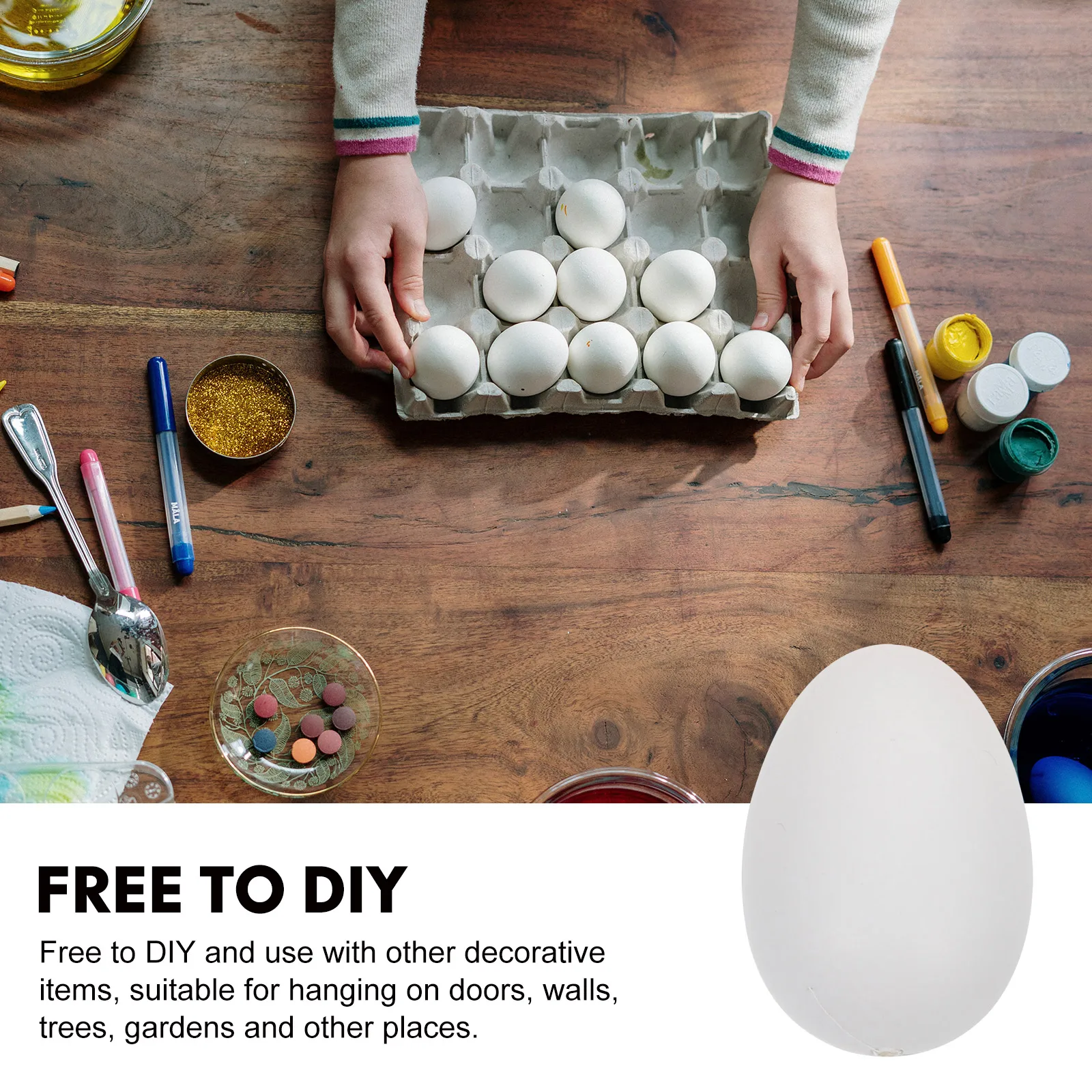 

50Pcs Creative Easter Egg Decorations DIY Plastic Hanging Pendants Hand-Painted Easter Party Decor Holiday Gift