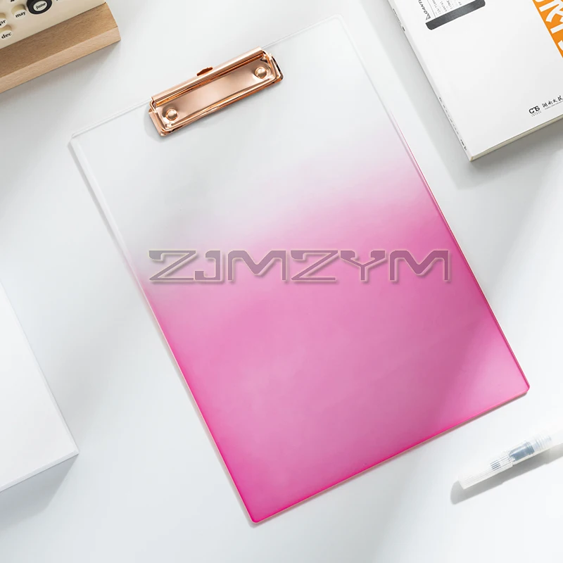 A4 Gradient Writing Board Clear Acrylic Clipboard File Folder Notebook Writing Clamps Paper Holder Office School Supplies