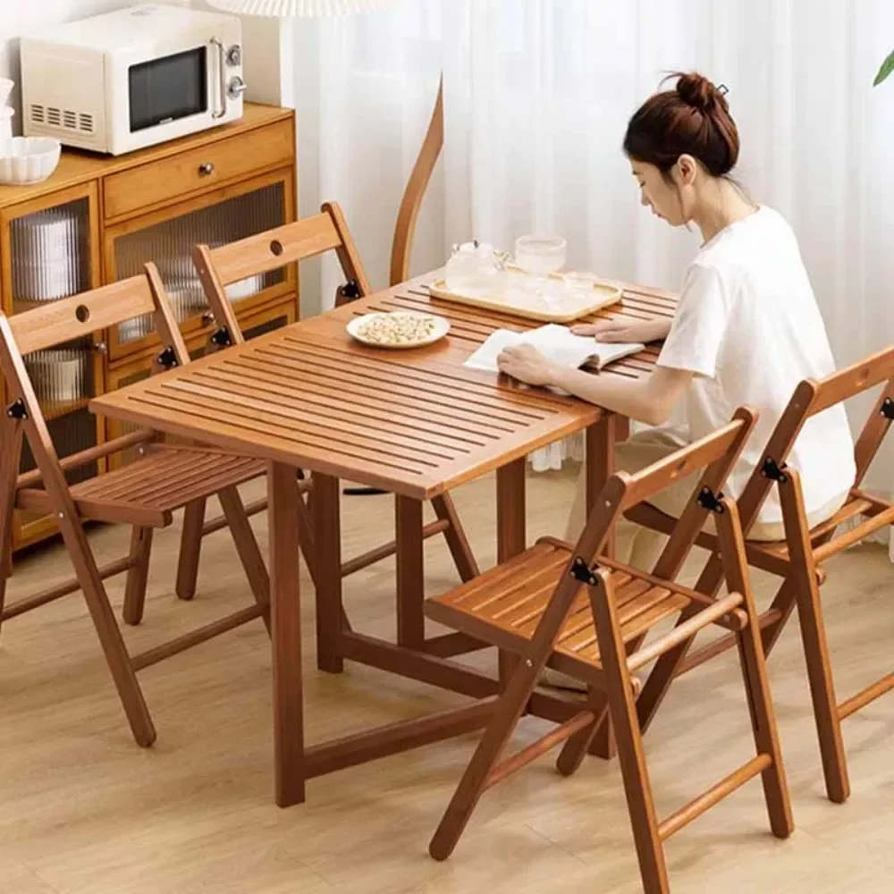 Portable Folding Dining Table Luxury Wood Living Room Antique Modern Dining Table Portable Square Unique Mesa Comedor Furniture