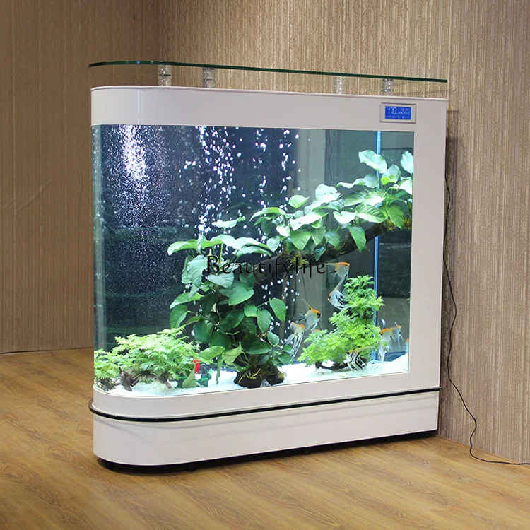 

Living Room Home Large Medium Partition Floor Ecological Fish Globe Change Water Glass Aquarium