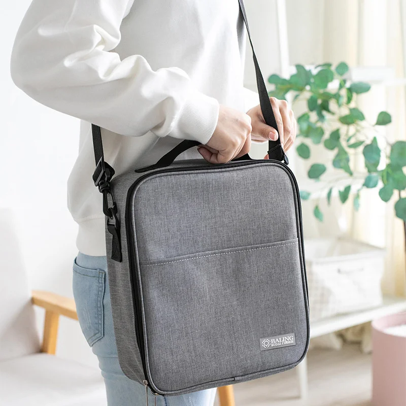 Square Thermal Lunch Bags Insulated Food Meal Container Office Cooler Lunchbox With Shoulder Strap Portable Travel Picnic Bag