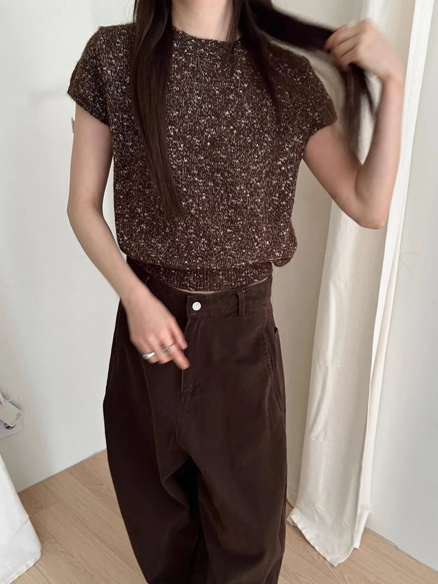 

Chic Autumn New Sle Women's Knitted Sweater Soft Fluffy Snowflake Pattern ort Sve Base Layer Top Trendy Versatile