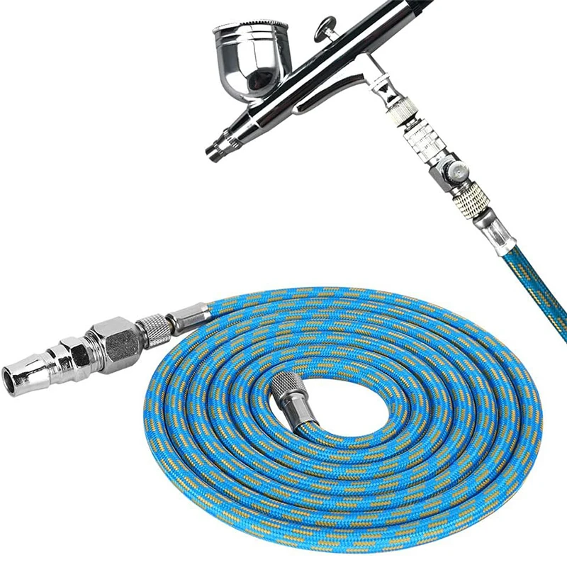 

6 Foot Airbrush Hose Nylon Braided Air Hose Standard 1/8" - 1/4" Size with Adapter Fitting on Both Ends Air Brush Hose