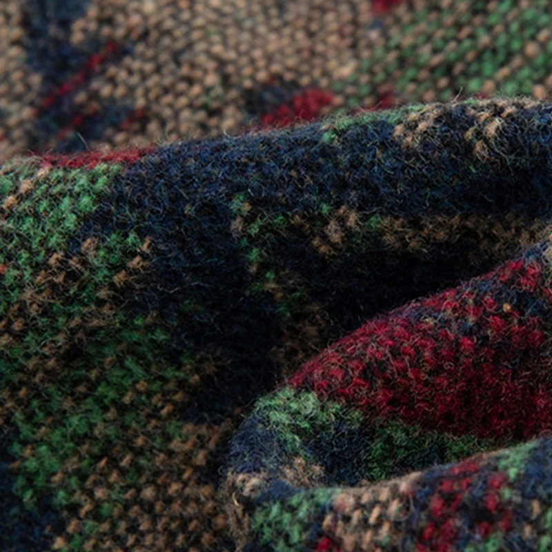 Etnische stijl mix kleur broek vrouw winter fleece dikker rechte broek vrouw mode losse hoge taille wijde pijpen broek dames