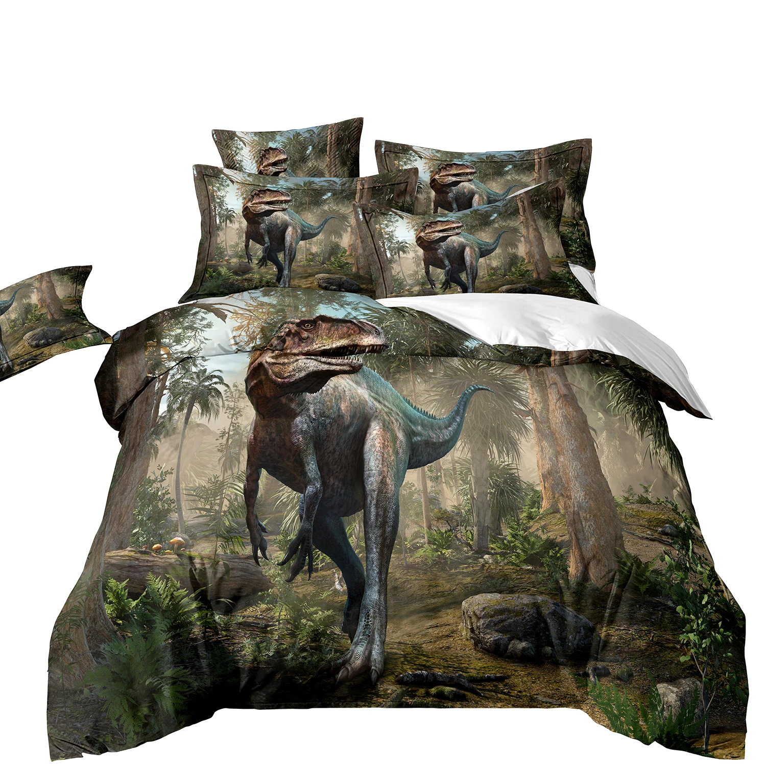 3D The Dinosaur Bedding Sets,Dinosaur Duvet Cover Set,Dinosaur Quilt Cover Pillowcase Soft Bedclothes