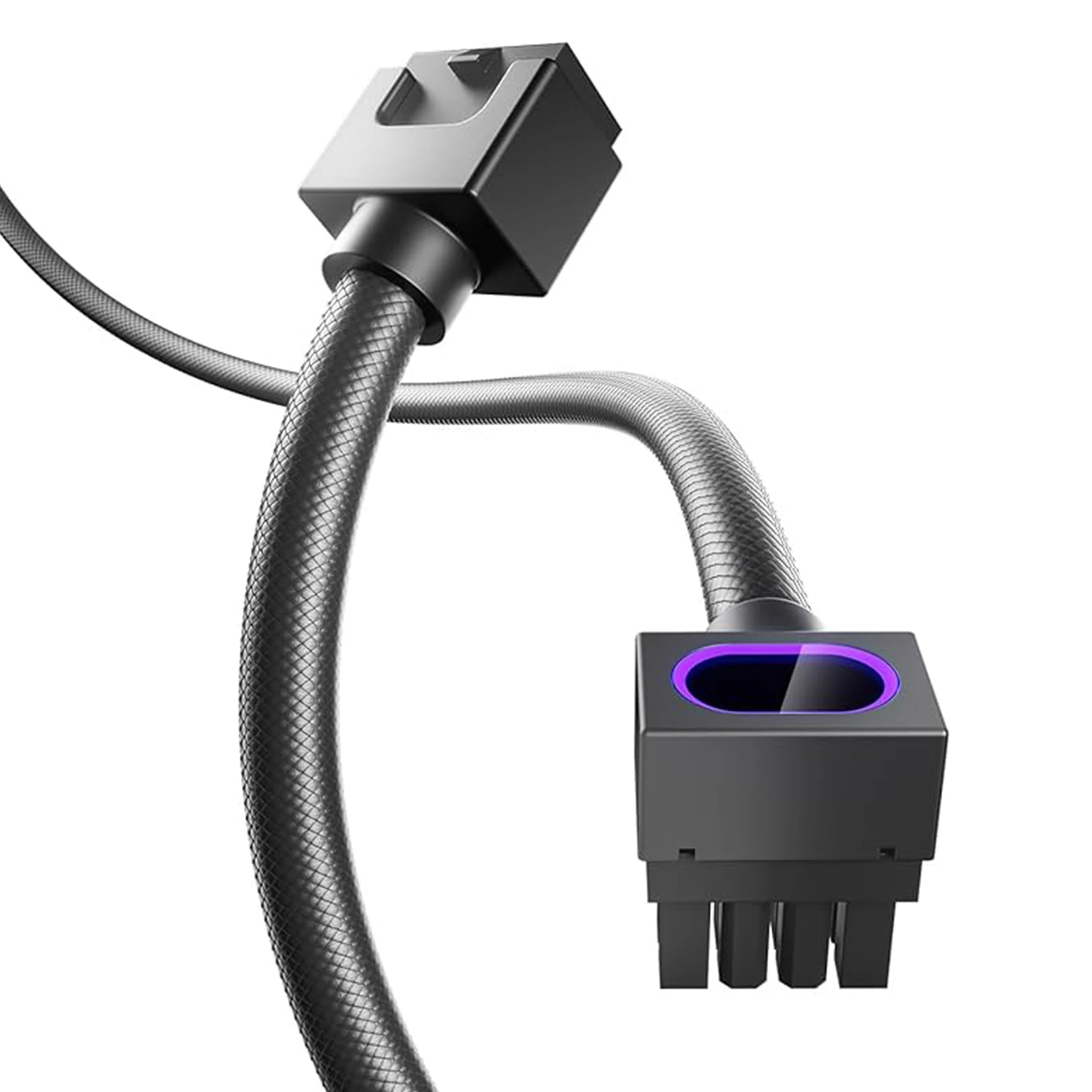 

90° Right Angle 8Pin CPU Power Extension Cable & 5V 3Pin ARGB Combo Kit - 18AWG Sleeved Black Cables for Clean PC Builds