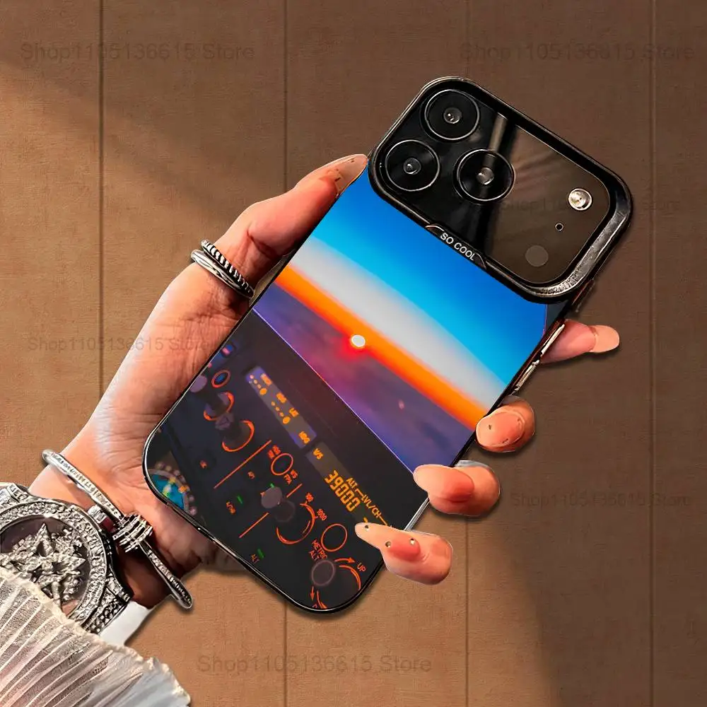 Funda de teléfono piloto de cabina de aviación para iPhone 16,15,14,17,13,12,11, Mini,Pro,SE,XS,MAX, funda de silicona negra mate