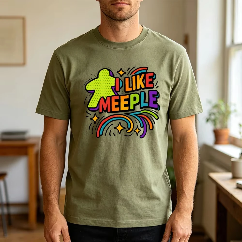 I Like Meeple Rainbow Board Game Meeple Figure Graphic Tees Short Sleeve Men T Shirt Colorful Tabletop Game Print Tops