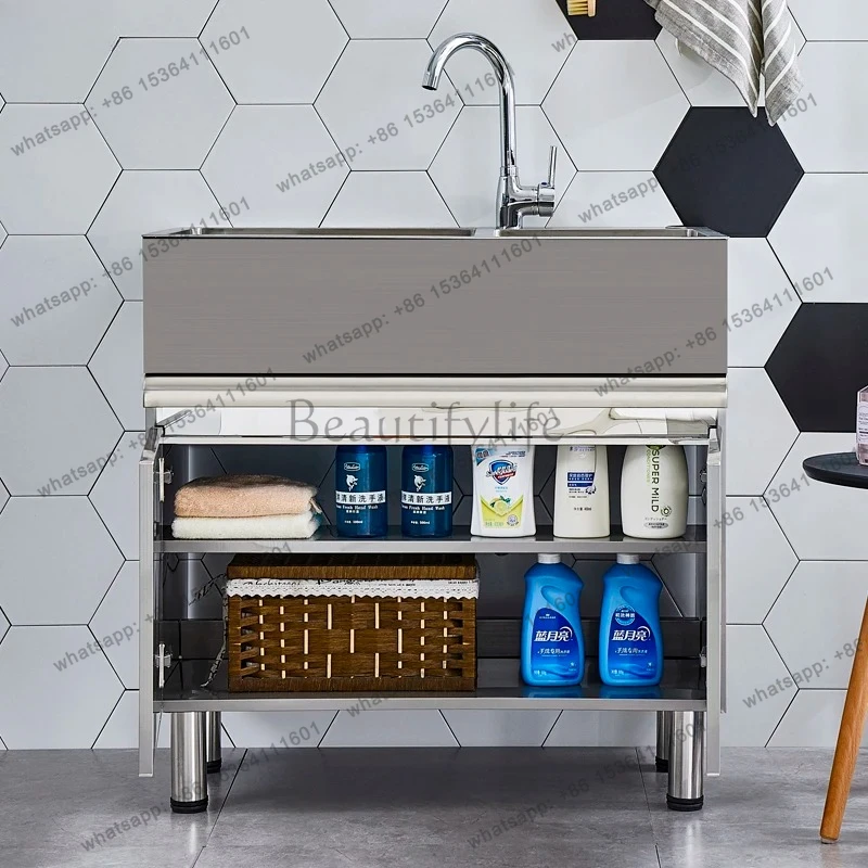 Stainless Steel Balcony Cabinet Laundry Cabinet Bathroom Cabinet Laundry Pool Kitchen Sink Vegetable Pool Basin
