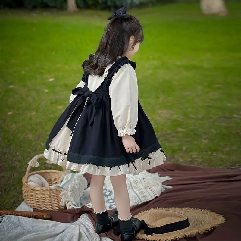 Children Princess Dress 2024 New Girls Spring and Autumn Two Piece Set Fashionable Children Lolita Dress