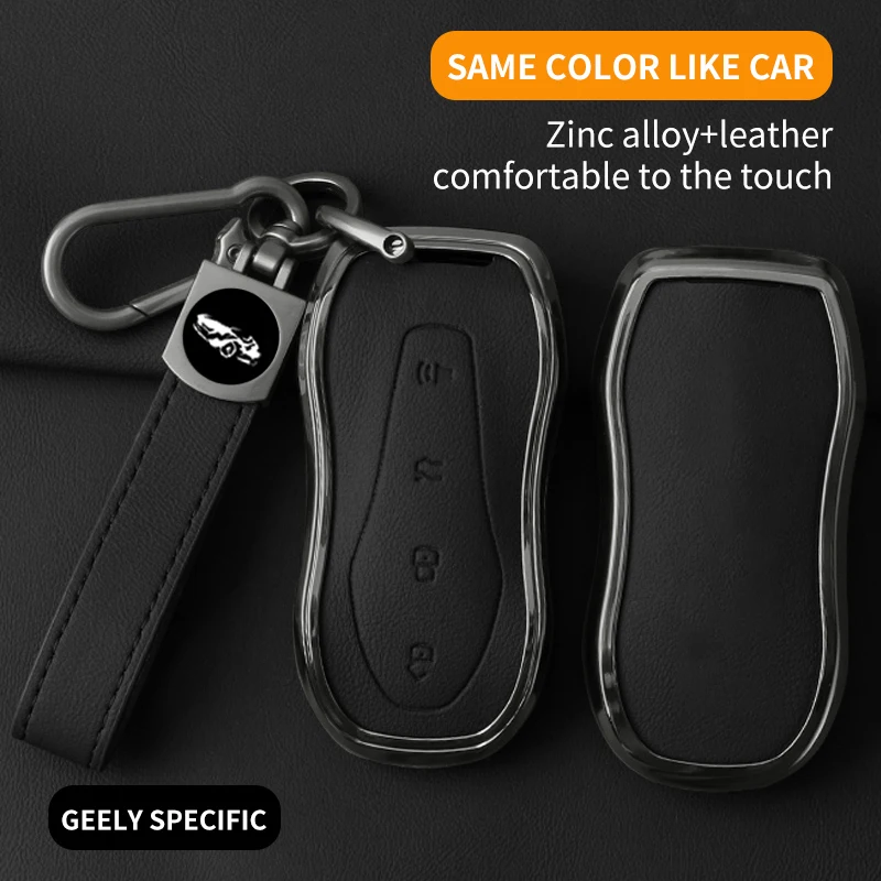 

Alloy Leather Car Key Case Cover Protector Shell Fob for Geely Xingyue L Emgrand S Xingrui Binyue Haoyue Binrui Auto Accessories