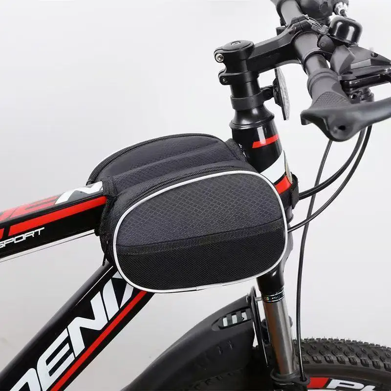 

Bicycle Front Beam Bag High Capacity Waterproof With Reflective Strip Bike Frame Bag Road Cycling Upper Pipe Storage Bag
