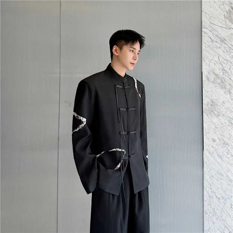 

Autumn New Chinese Sle Hollow out Suit Jaet Me Design Collar Button Asymmetrical Stand Collar Trendy Casual Western Wear