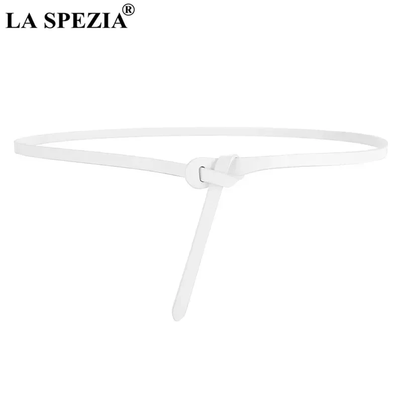 

White Knot Women Belt Cowskin Leather Thin Ladies Belt for Dress Quality Second Layer Cow Skin Strap Female Waist Belt New Brand