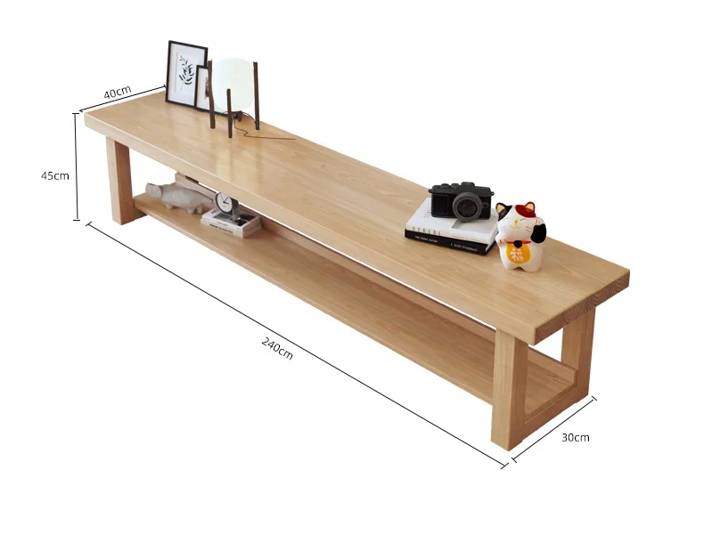 Couchtisch aus massivem Holz, Esstisch mit doppeltem Verwendungszweck, nordischer, moderner, einfacher, rechteckiger Teetisch aus essbarem Holz