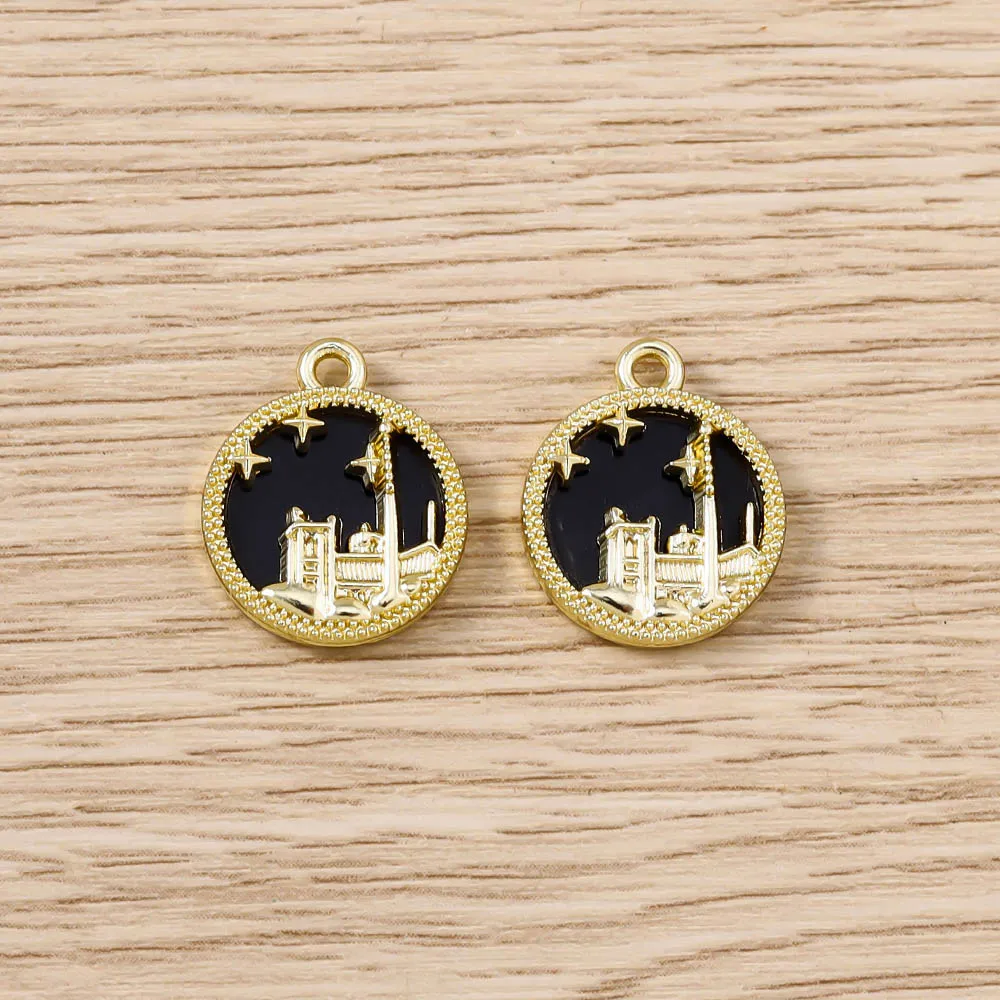 Tusember 5 Stück vergoldeter quadratischer Anhänger für Halsketten, runde Naturmuschel-Charms, DIY-Bastelzubehör für handgefertigten Schmuck – Detail 7