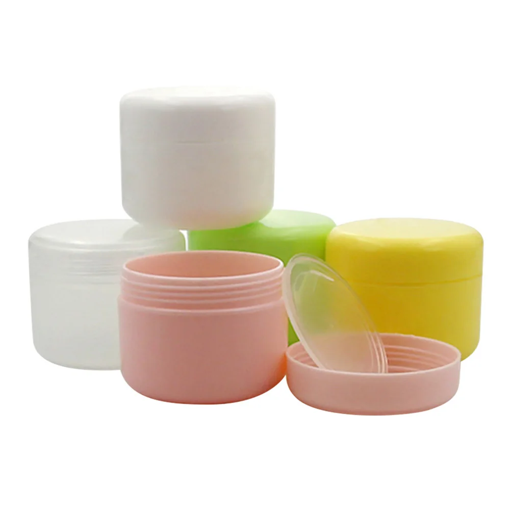 กล่องครีมพลาสติกทรงกลม 100 กรัม 10 ชิ้น  กระปุกใส่เครื่องสำอางแบบเรียบ ป้องกันการรั่วซึม สำหรับใส่โลชั่นและครีม