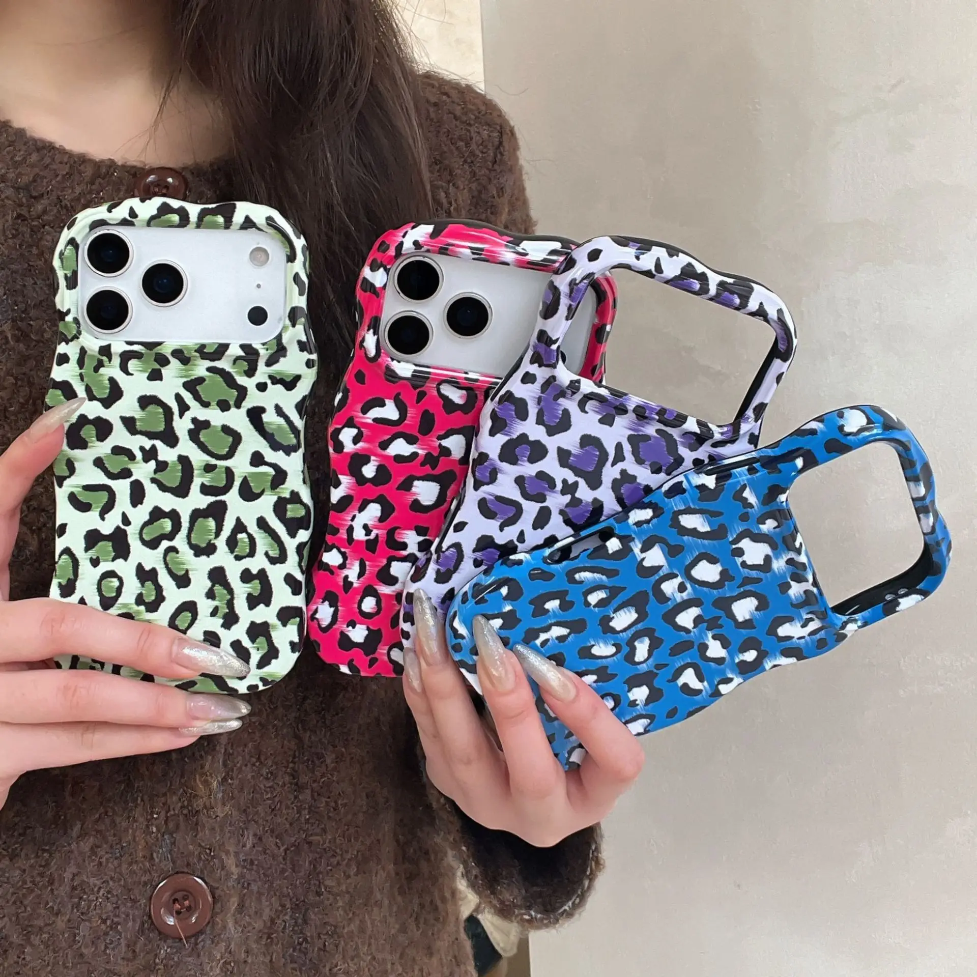 Leopard print image suitable for iPhone 17 Promax magnetic wave 2-in-1 phone case 16pro15plus14 anti drop 13 12 protective cover