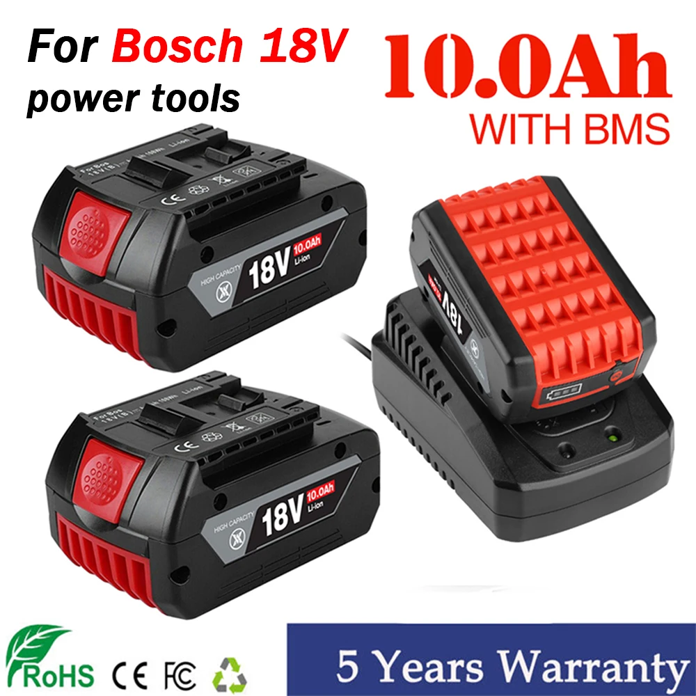 

For Bosch 18V 10Ah Rechargeable Lithium Ion Battery Backup Replacement GBH GDR GSR 1080 DDS180 BAT614G BAT607 BAT607G Battery