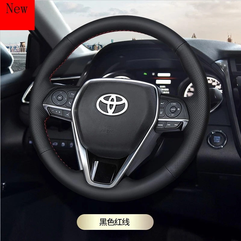 Customized Hand-Stitched Leather Car Steering Wheel Cover for Toyota RAV4 Rongfang Corolla Levin Twin Engine Car Accessories