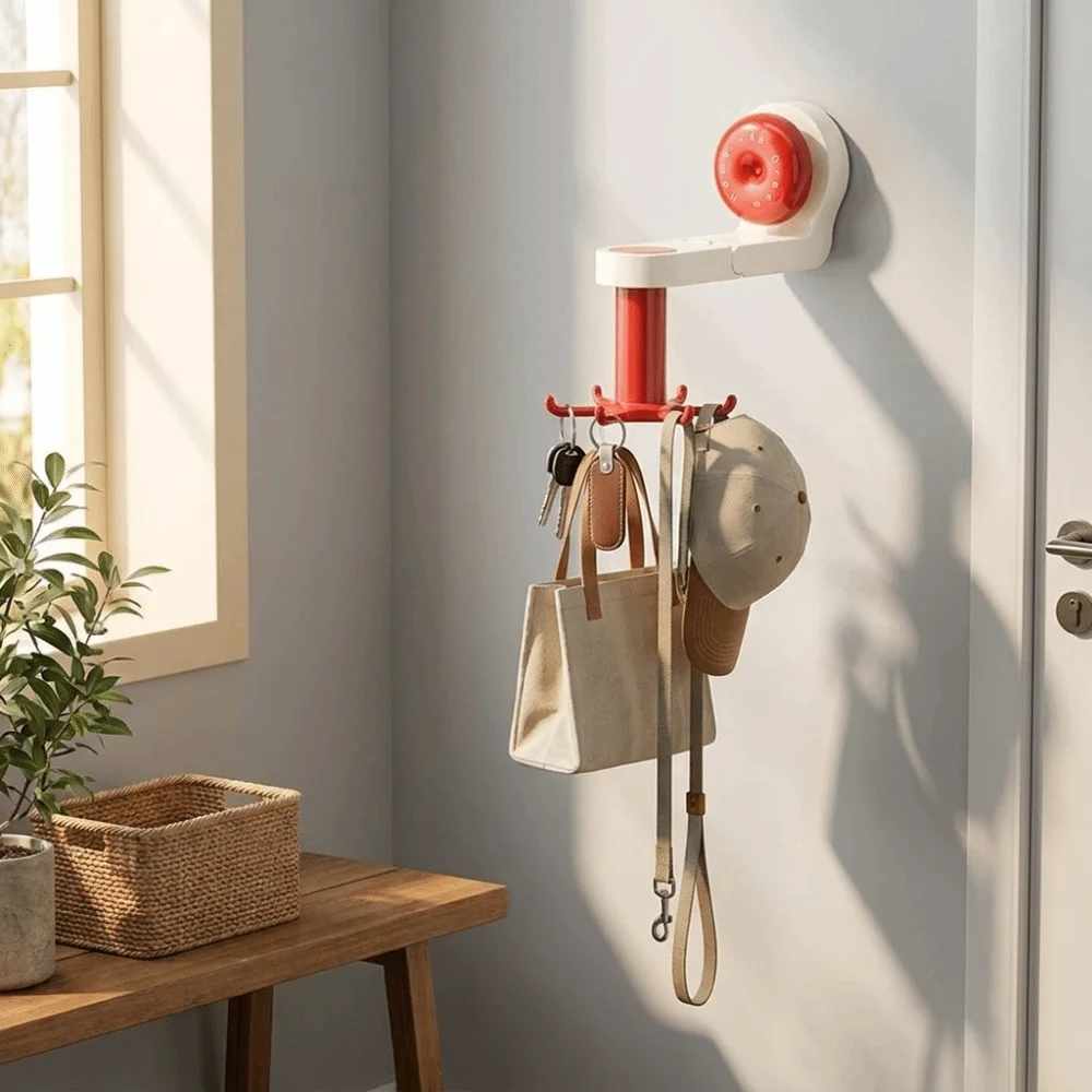 Rotatable Kitchen Rotating Hook Space-Saving Six-Claw Suction Cup Hook with Suction Cup Wall Mounted Storage Rack Kitchen
