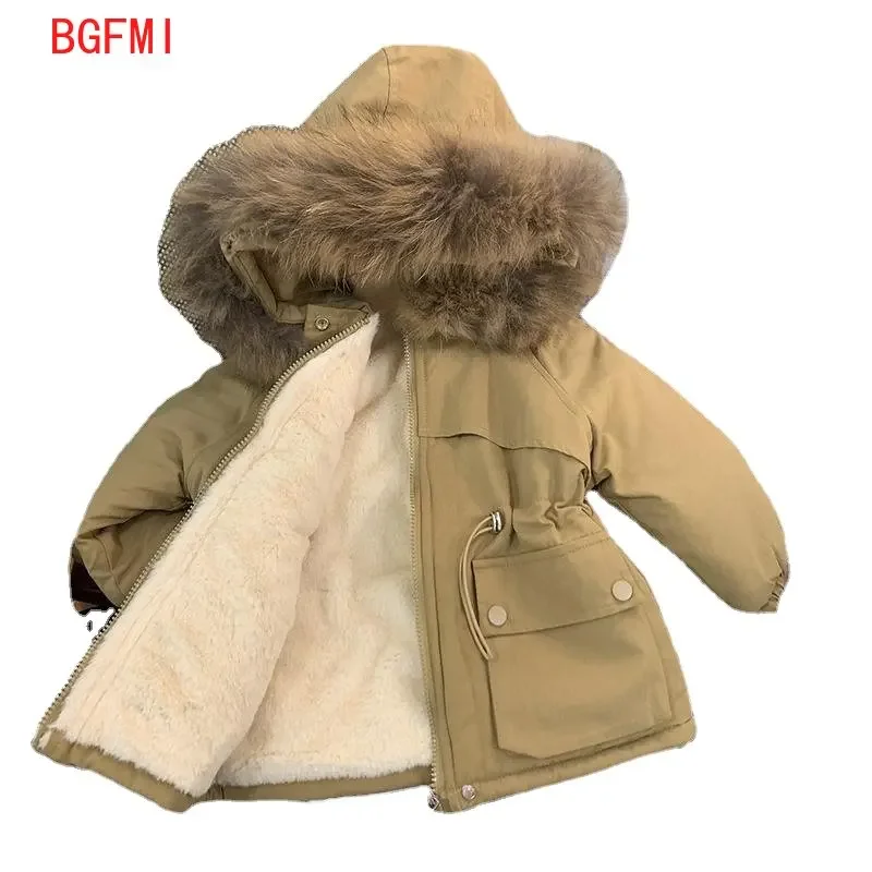 

Girls' Coat Plush Cotton Padded Jacket for girls Winter Children clothes Korean Kids Parkas Fashion Hooded kids Outerwear 1-7Y