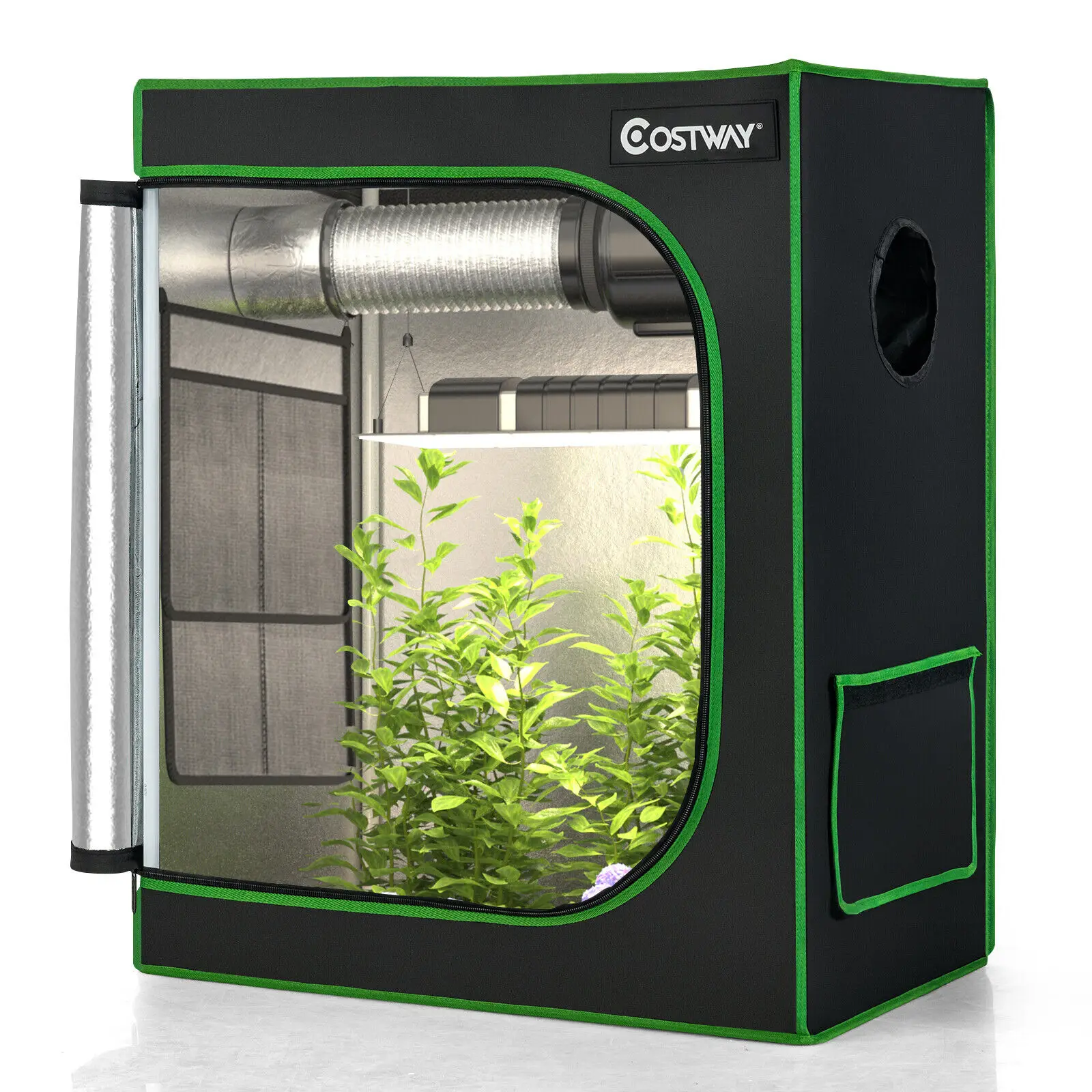 

Costway 30"×18"×36" Mylar Hydroponic Grow Tent w/Observation Window & Floor Tray Black