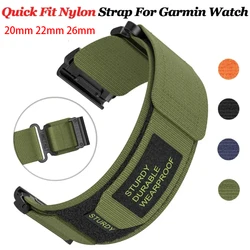 20 22 26 mm Nylon Sport Strap For Garmin Fenix 8 51mm 7 7s 7X 6X 6s 6 Pro 5 5s 5X Plus 3 3HR 945 Epix Gen 2 Enduro Quickfit Band